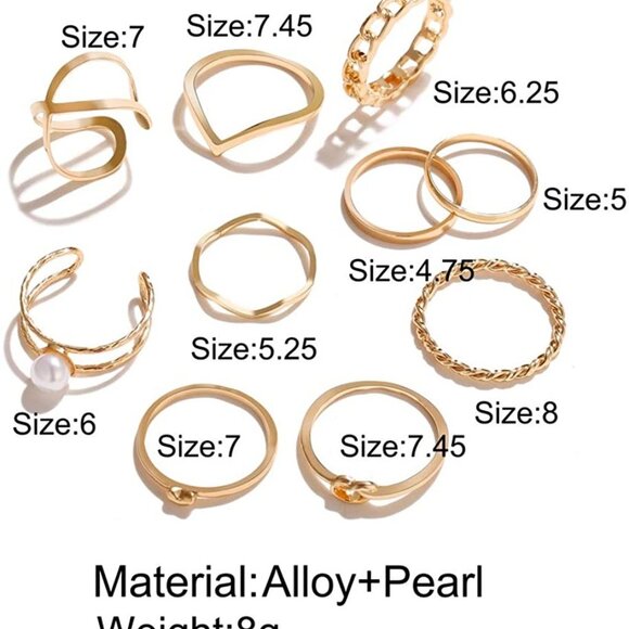 Stackable Rings Set for Women, Bohemian Gold - Picture 6 of 6